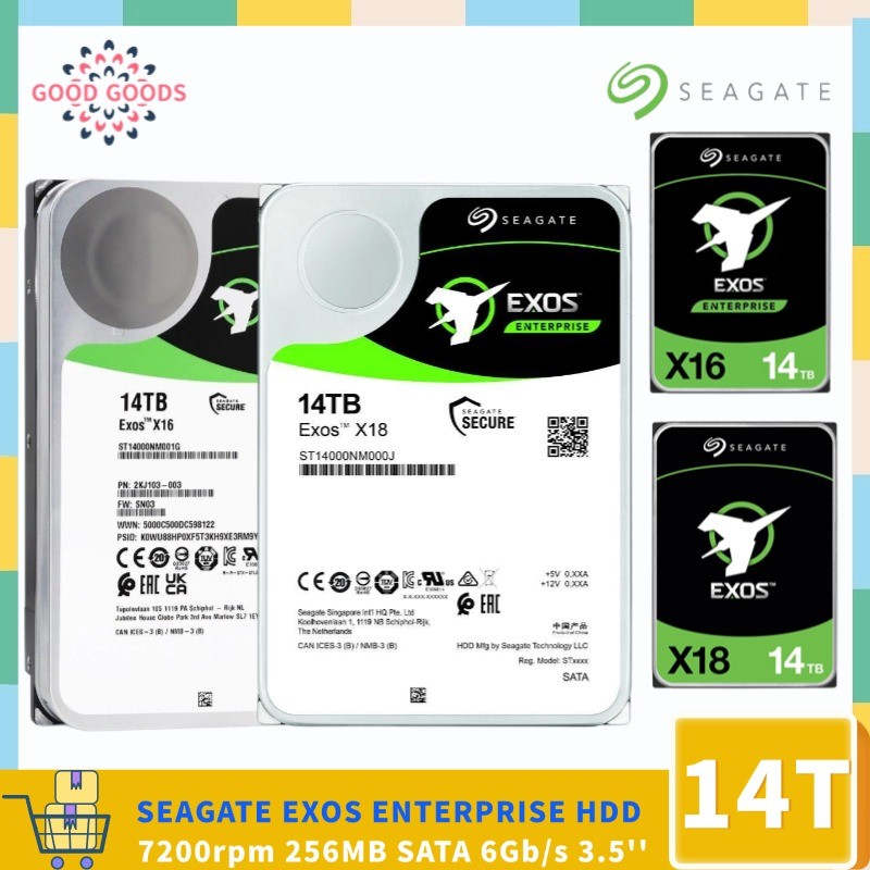 Seagate EXOS X16 ST14000NM001G X18 ST14000NM000J 14TB ENERPRISE 3.5 HDD 7200rpm 256MB SATA 6Gb/s ฮาร