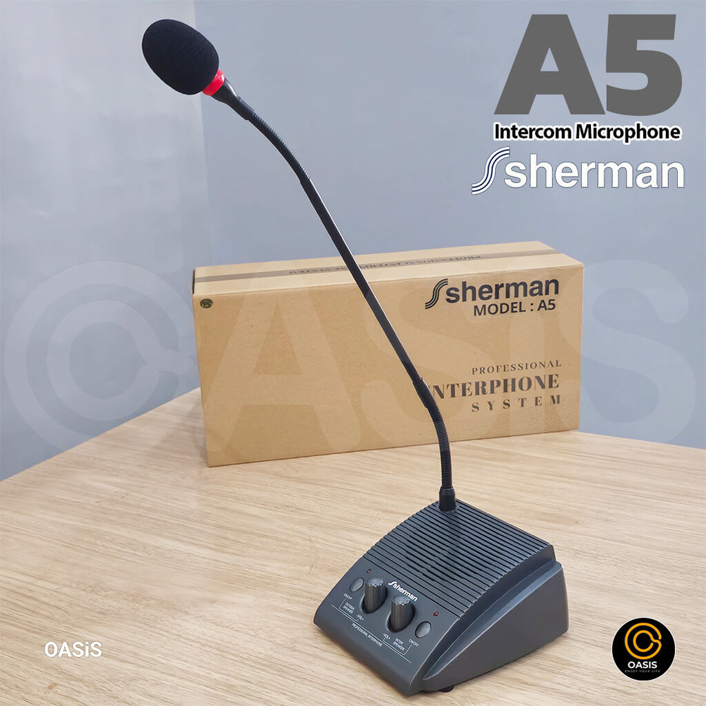 Sherman A5 Intercom Microphone ไมค์ตั้งโต๊ะพร้อมลำโพง ลำโพงติดต่อแบบ 2 ทาง ไมค์ประกาศตั้งโต๊ะ ไมค์ตั้งโต๊ะ ไมค์ประกาศ