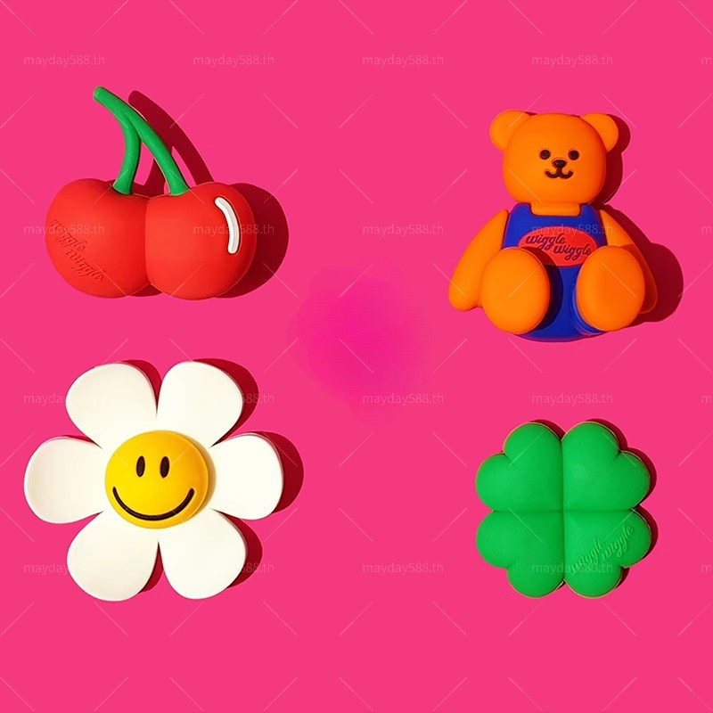Jibbitz Charms DIY 3D jibbitz crocs Cherry Bear jibbitz crocs เกาหลี Four-leaf clover คุณภาพสูง