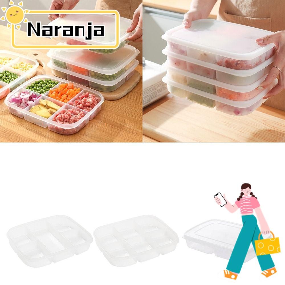 Naranja กล่องแบ่งช่องเนื้อบรรจุย่อย, กล่องเก็บการเตรียมอาหารแบบแบ่งช่องแบบพกพา, ช่อง 4/5/6 กรัมตู้เย็นตู้แช่แข็งออแกไนเซอร์