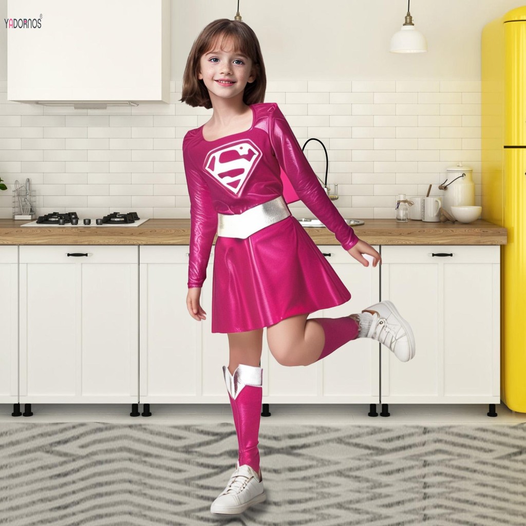 【COD】ซูเปอร์ฮีโร่สาวคอสเพลย์เครื่องแต่งกายน่ารักสีชมพูซูเปอร์ฮีโร่คอสเพลย์พรรคชุดสําหรับธีมพรรคบาร์ตกแต่ง