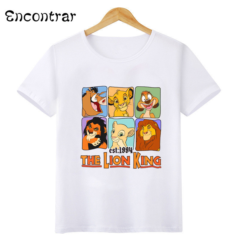 แฟชั่นเสื้อยืดเด็ก Lion King น่ารัก Simba พิมพ์สาวเสื้อผ้าเด็กทารกแขนสั้นเสื้อยืดเด็กตลกเสื้อผ้า Tops