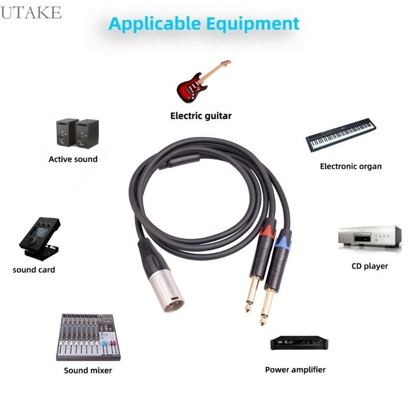 Utake XLR 3-Pin Male to 2x 1 4 นิ้ว Male Converter XLR to Jack 6 35 มม. TRS Cable 1-2M
