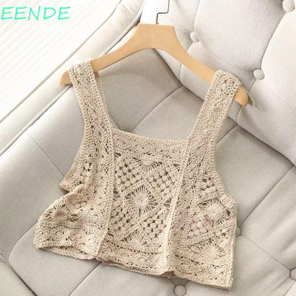 Eende เสื้อครอปท็อป คอวี แขนกุด เปิดหลัง ไร้รอยต่อ ซ่อนได้ สําหรับผู้หญิง