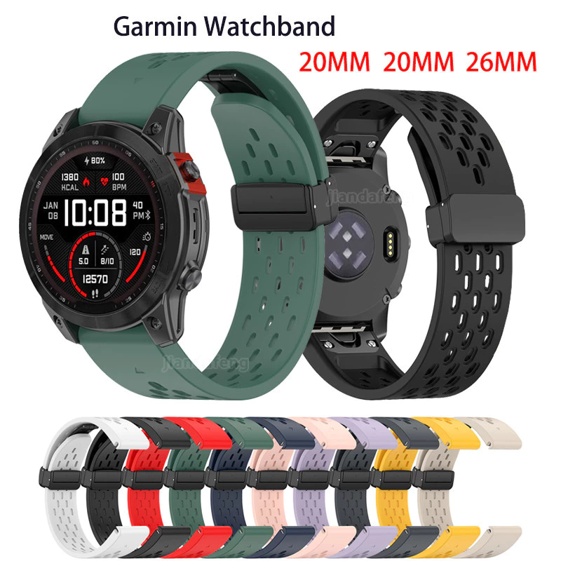 สายนาฬิกาข้อมือ ซิลิโคนนิ่ม ระบายอากาศ สําหรับ Garmin Fenix 7 6 5 Fenix 7X 6X 5X Fenix 7S 6S 5S Approach s60 s62 s70 Instinct2 Quatix 7 pro Forerunner 955 965 935 945