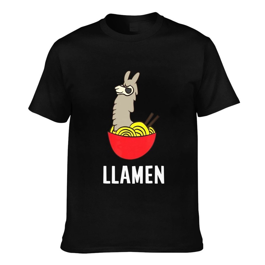 Llama Llamen Noodles Food Llama ยอดนิยมที่กําหนดเองเสื้อยืดชาย