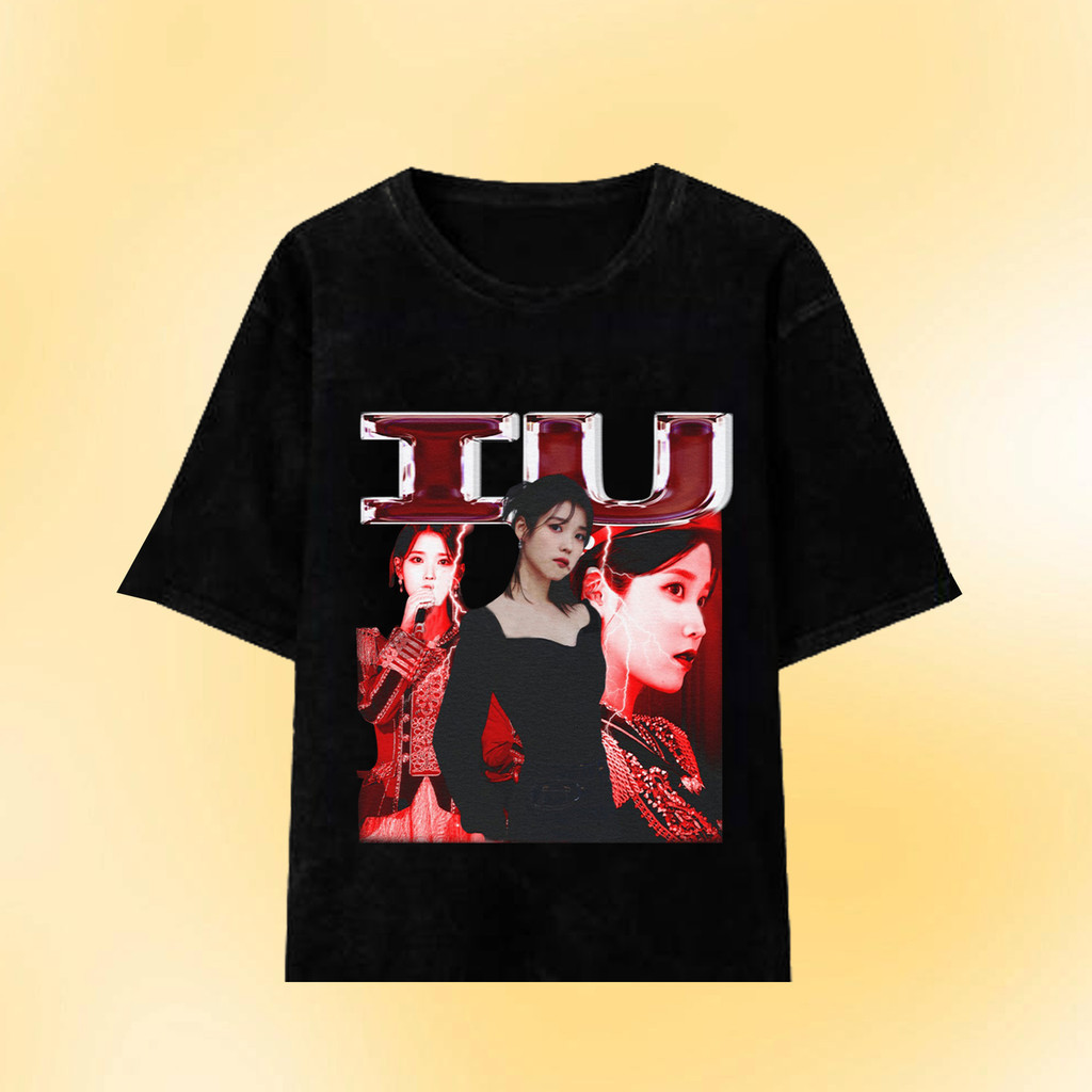 2024IU VINTAGE เสื้อยืดคอกลมพิมพ์ลายนักร้องเกาหลี
