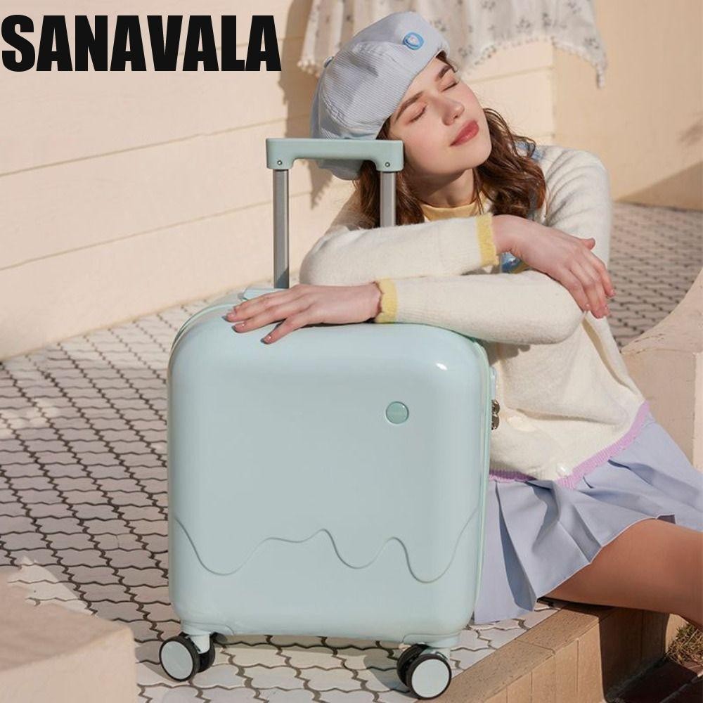 Sanavala กระเป๋าเดินทาง แบบใส่รหัสผ่าน ทรงสี่เหลี่ยม ขนาด 18 นิ้ว สําหรับผู้ชาย และผู้หญิง