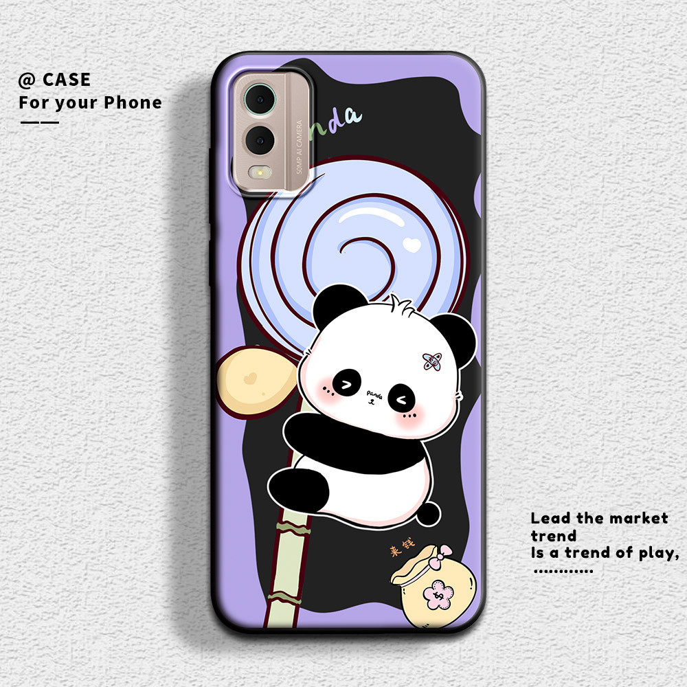 เคสซิลิโคนนิ่ม ลายการ์ตูนแพนด้า ดอกไม้ กันกระแทก สําหรับ Nokia C32 Nokia C32 NokiaC32