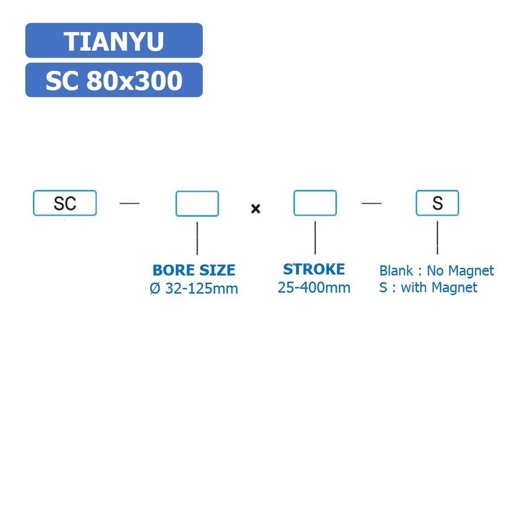 SC80 กระบอกลม รุ่นมาตรฐาน กระบอกลม 4 เสา Standard Cylinder Air Pneumatic SC (Bore 80 x Stroke 25-400)