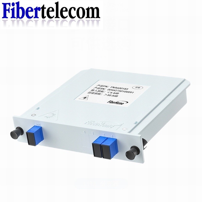 Fiberhome 1-2 1-4 1-8 1-16 SC UPC Optical Fiber PLC Splitter Cassette กล่อง Plug-in Type Optical Splitter ทั้งหมดสีฟ้า