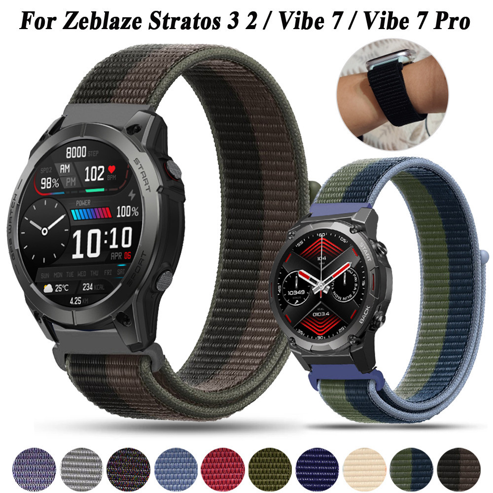 สายนาฬิกาข้อมือไนล่อน สําหรับ Zeblaze Stratos 2 3 Correa 22 20 มม. Zeblaze Vibe 7 Vibe 7 Pro
