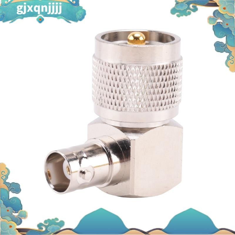 อะแดปเตอร์เชื่อมต่อ UHF PL259 PL-259 ตัวผู้ เป็น BNC ตัวเมีย มุมขวา สีเงิน