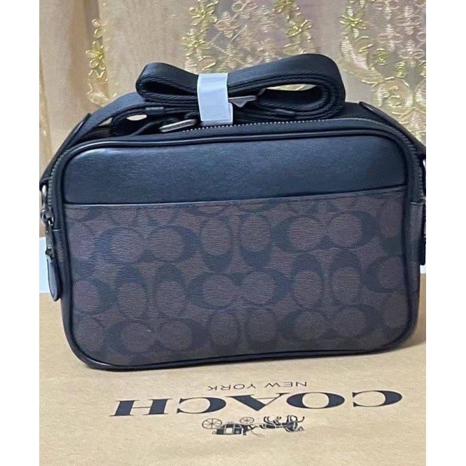 Graham Crossbody In Signature Canvas C4149 ผู้ชาย กระเป๋าสะพายข้าง Coac h กระเป๋ากล้อง หนังวัว