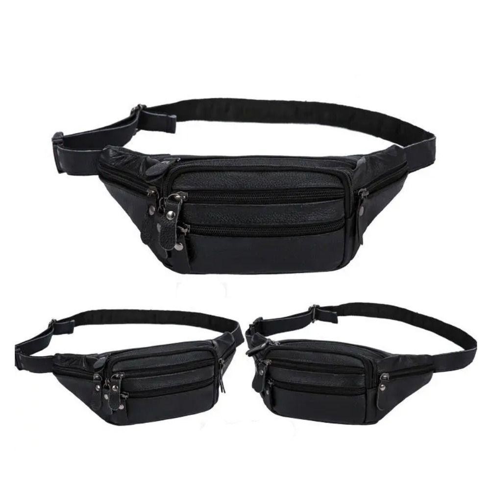 Goxi75 กระเป๋าใส่โทรศัพท์สําหรับเดินทาง, กระเป๋าคาดเอวผู้ชายหลายชั้นกันน้ํา, แฟชั่นหนัง PU ซิปกระเป๋าคาดเอวความจุขนาดใหญ่