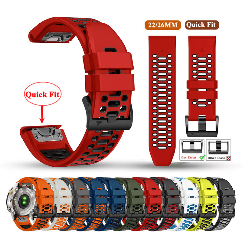 สายนาฬิกาข้อมือซิลิโคน กันน้ํา 26 มม. 22 มม. สําหรับ Garmin Fenix 7 7X Pro 6 6X 5 5X Plus 3 HR Quati