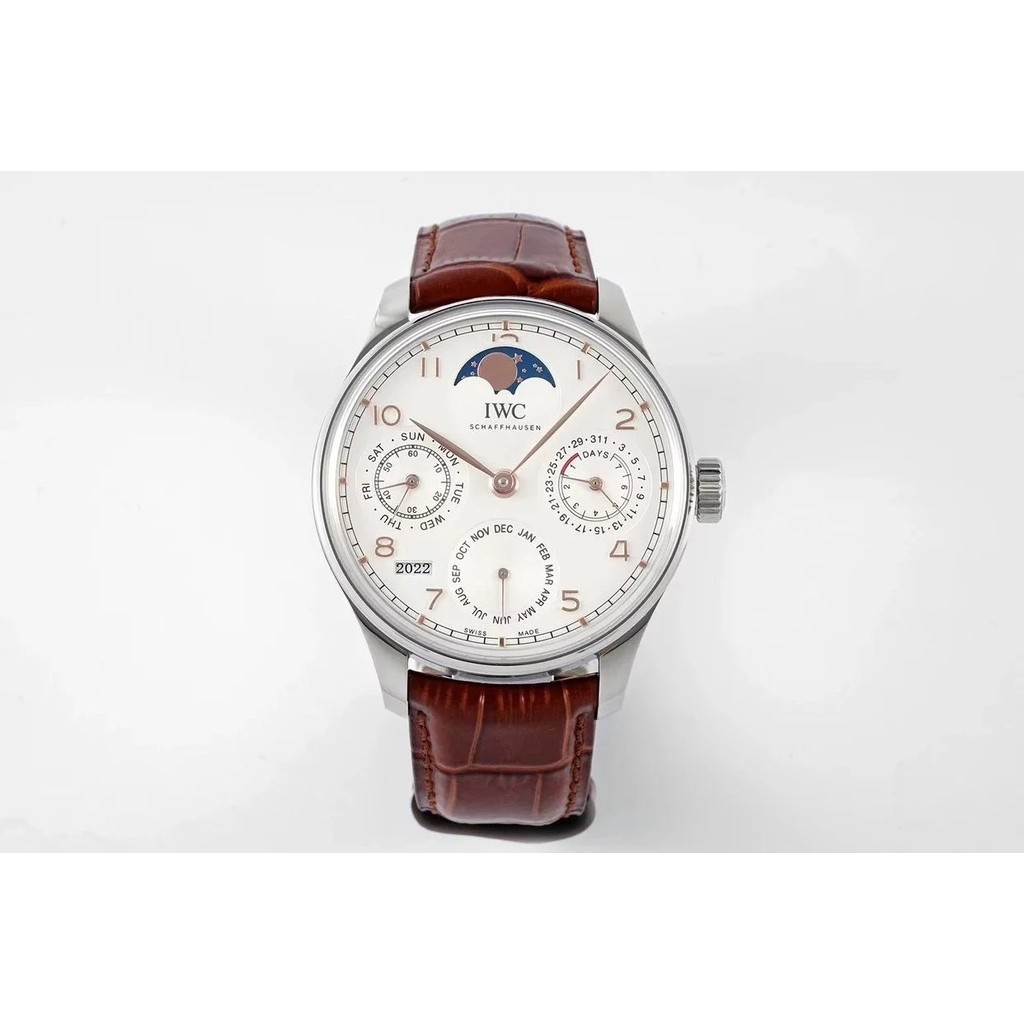 Aps Factory Watch Portugal Series IW503307 Perpetual Calendar Moon Phase Automatic Mechanical Kinetic Energy Watch 44มม