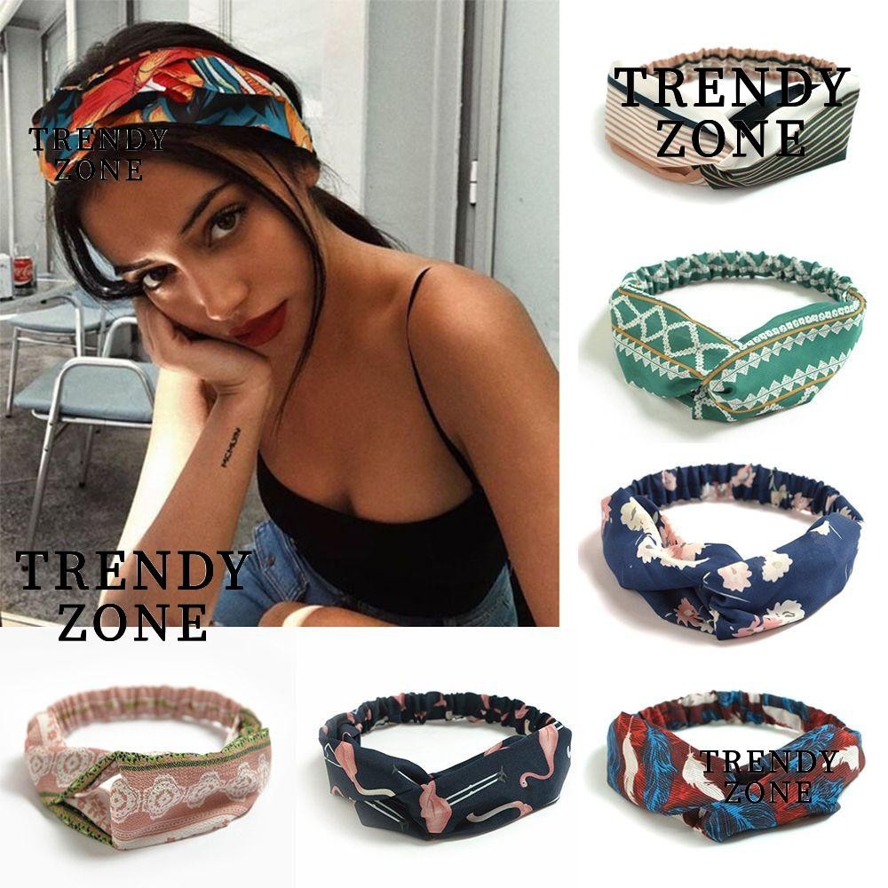 Trendyzone ที ่ คาดผมโบฮีเมียนแฟชั ่ นผ ้ าโพกหัวข ้ ามปมสาววงผม
