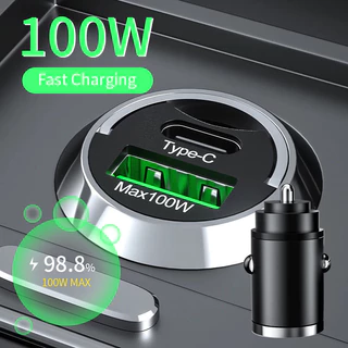 ✨local stock✨ เครื่องชาร์จในรถยนต์ 100W ไฟแช็ก PD ชาร์จเร็ว QC3.0 Mini USB Type C เครื่องชาร์จโทรศัพท์ในรถยนต์ขนาดเล็ก