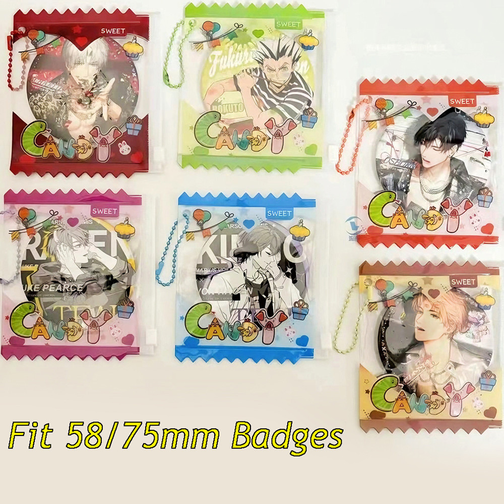 บาร ์ ป ้ องกันกรณีการเรียงลําดับฝาครอบป ้ องกันกระเป ๋ าเก ็ บพวงกุญแจ Candy Shape Badge การ ์ ตูน Photocards Protector DIY Photo Pocket จี ้