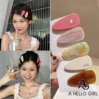 A HELLO GIRL 2024 กิ ๊ บติดผมรูปหัวใจ สีชมพู Duckbill สไตล ์ เกาหลีสําหรับผู ้ หญิง