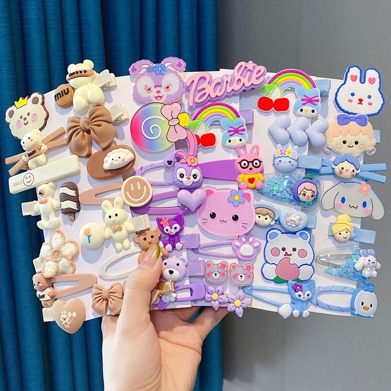 15 ชิ ้กิ๊บติดผม ลายการ์ตูนน่ารัก สีแคนดี้ สําหรับเด็กผู้หญิง