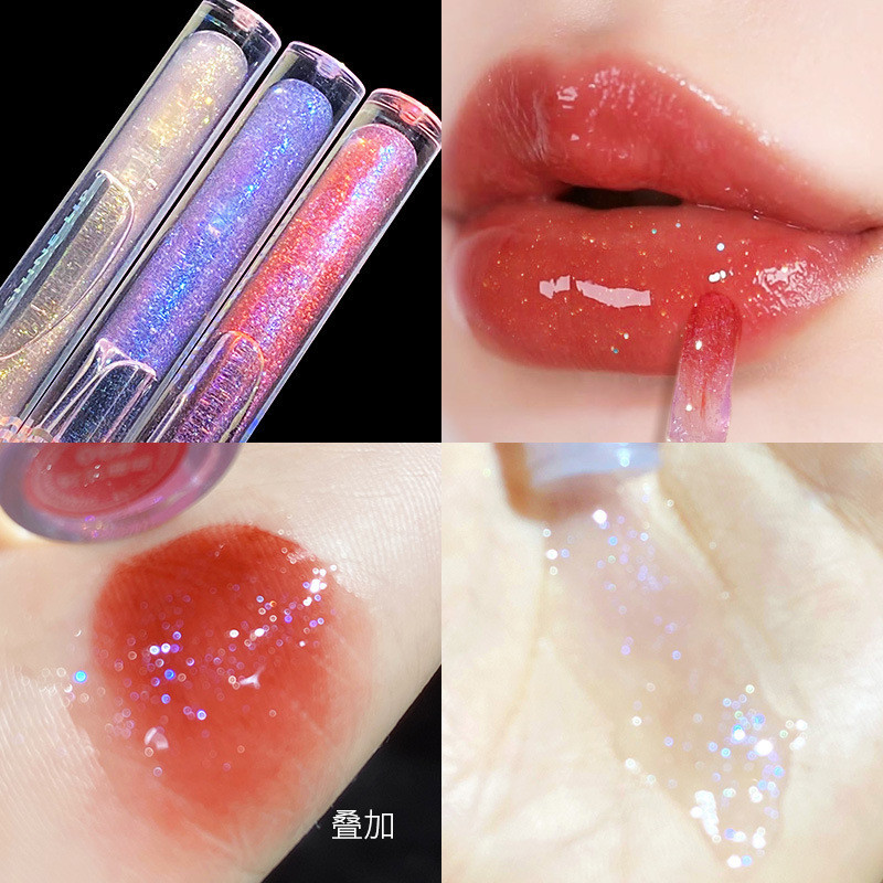 Hengfang Luminous Moisturizing Lip Gloss Pearly Fine กระพริบน ้ ํากลอสกระจกพื ้ นผิว Toot Lip กันน ้ ํายาวนานไวท ์ เทนนิ ่ งลิปสติก Make
