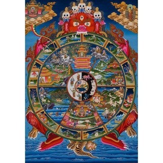 Wheel of Life ทิเบต ทังกา กระดาษโปสเตอร์ห้องนั่งเล่นผนัง