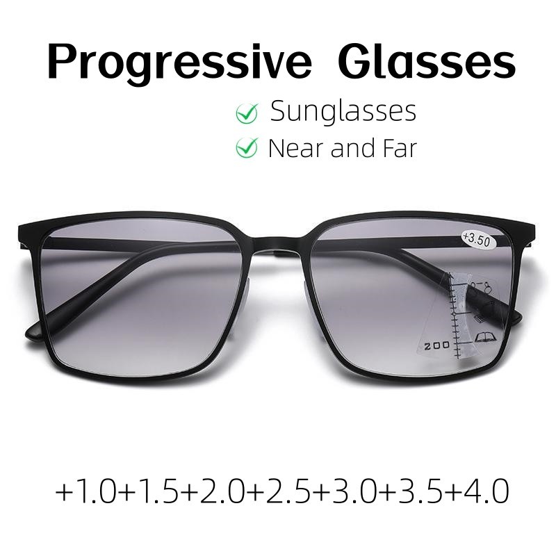 กีฬา Multifocal แว ่ นตาอ ่ านหนังสือผู ้ ชายผู ้ หญิงกลางแจ ้ ง UV Protection แว ่ นตากันแดด Unisex Retro ธุรกิจ Progressive ใกล ้ Far แว ่ นตา