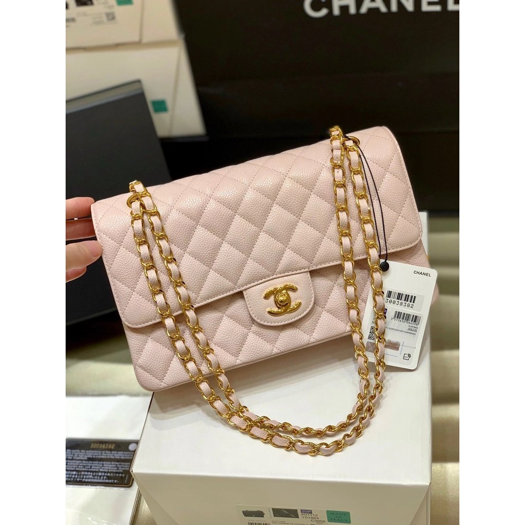 [A+] Aaa1: 1 Chane * New Chanel Classic CF Chain Crossbody Bag สีชมพูอ่อน