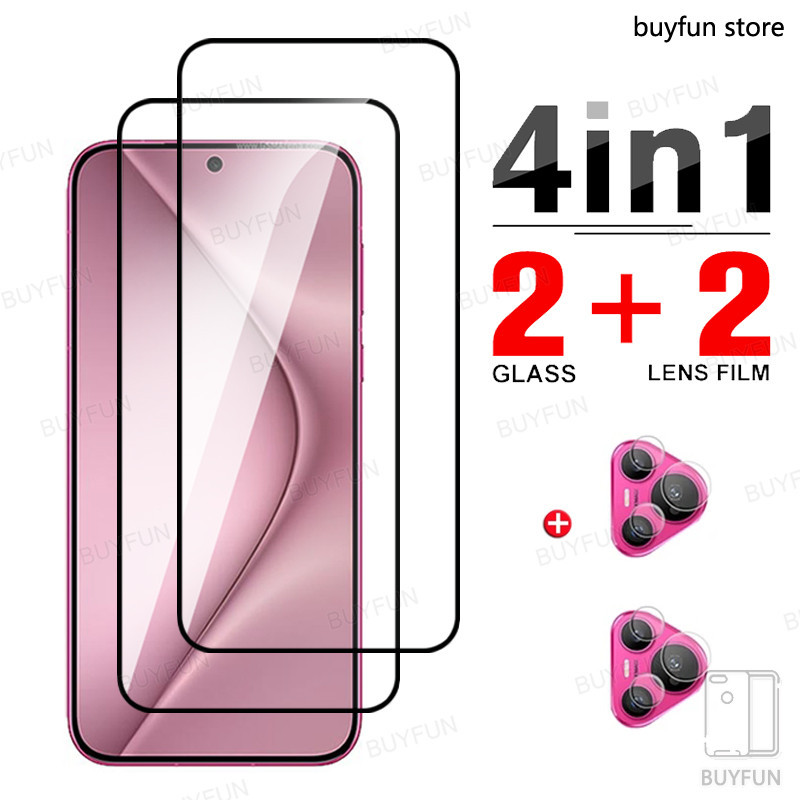 4in1 สําหรับ Huawei Pura 70 5G 6.6 "Pura70 ADY-LX9 AL00 p70 คลุมทั้งหมดหน้าจอกระจก Protectors กระจกนิรภัยป้องกันฟิล์มฟิล์มเลนส์