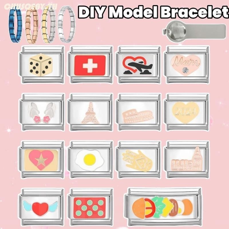 DIY ภาษาอิตาลี เสน่ห์ สร้อยข้อมือ ข้อต่อฟิตติ้ง 9 มม Diy สร ้ อยข ้ อมือคู ่ Diy แฟชั ่ นเครื ่ องประดับอุปกรณ ์ เสริม Retro บุคลิกภาพโมดูลสร ้ อยข ้ อมืออุปกรณ ์ เสริมของขวัญวันวาเลนไทน ์