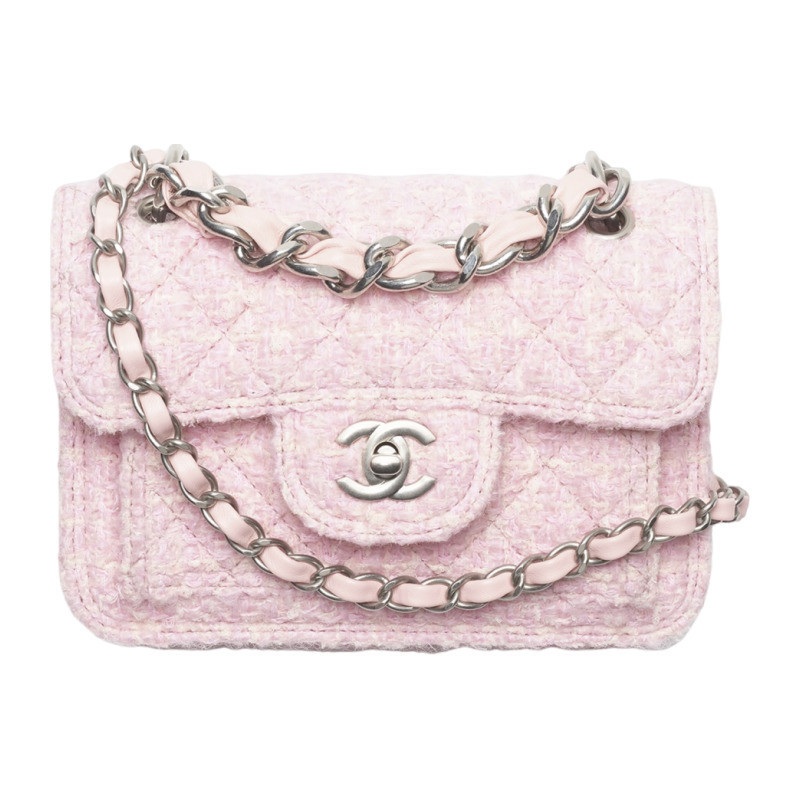 Chanel/Chanel Women's Bag PICCOLA Pink Tweed Exquisite Flap Quilted Single Shoulder Crossbody