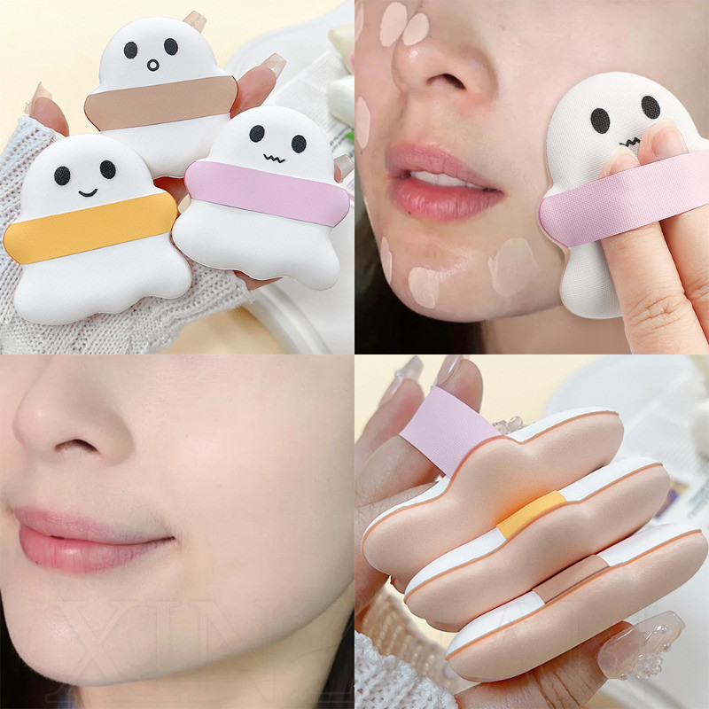 Mini Ghost Marshmallow Powder Puff - สําหรับคอนซีลเลอร์, รองพื้น, แป้งฝุ่น - นุ่มพิเศษ, ไม่มีแป้ง, ใช้คู่แห้งเปียก - ฟองน้ําผสมเบาะลมน่ารัก - เครื่องมือแต่งหน้าความงาม