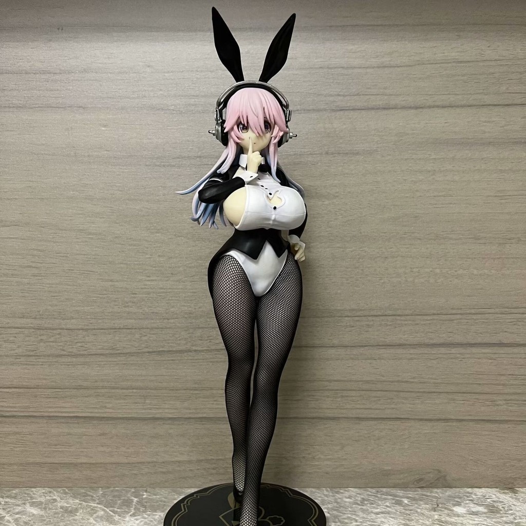 BiCute Bunnies Super Sonico New Bunny Black Silk Pretty Girl Garage Kits Ornaments Model