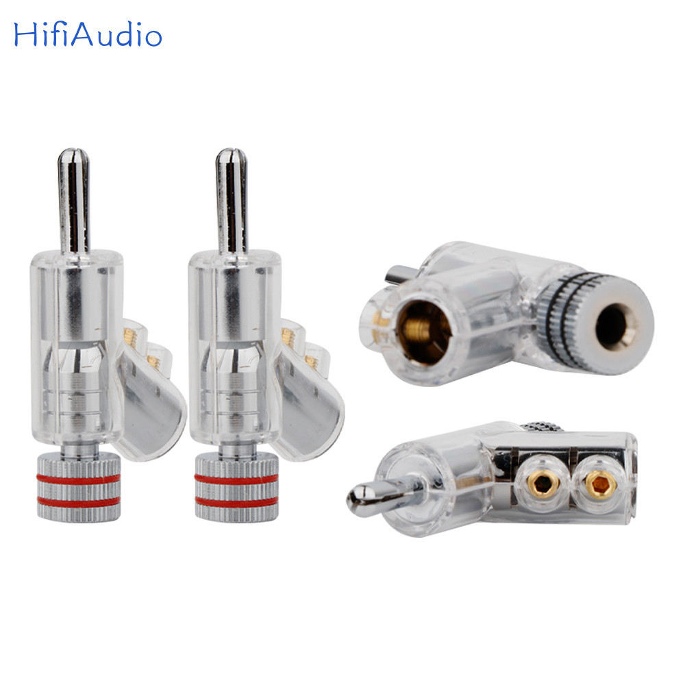 4 ชิ้น BA1403 Hi-end ชุบทองกล้วยล็อคปลั๊กลําโพง HiFi Banana Connector ปลั๊กลําโพงสายเชื่อมต่อแจ็ค