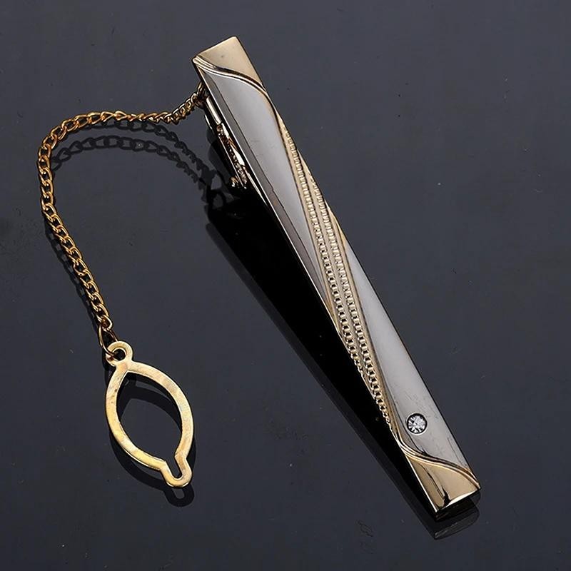 ใหม่สีทอง Tie คลิปโซ่สําหรับผู้ชายงานแต่งงานเนคไท Tie Clasp คลิปสุภาพบุรุษ Ties Bar Tie Pin สําหรับอุปกรณ์เสริมของผู้ชาย