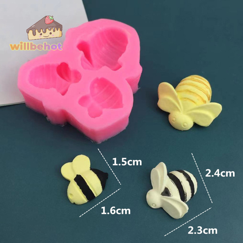 [WillbehotT] 3d Honeybee พวงกุญแจต่างหูซิลิโคนแม่พิมพ์ DIY Honeybee Clay อีพ็อกซี่เรซิ่นอุปกรณ์เสริมซิลิโคน Moulds เค้กช็อกโกแลตแม่พิมพ์ [ใหม่]