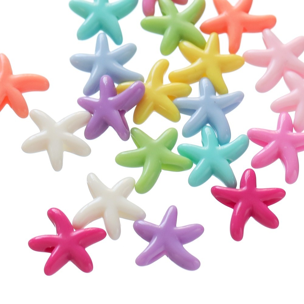 St. kunkka 20-50 ชิ ้ นอะคริลิคสีทึบปลาดาวลูกปัดสีสัน Ocean Charm ลูกปัดหลวมสําหรับ DIY เครื ่ องประดับทําสร ้ อยคอสร ้ อยข ้ อมือ