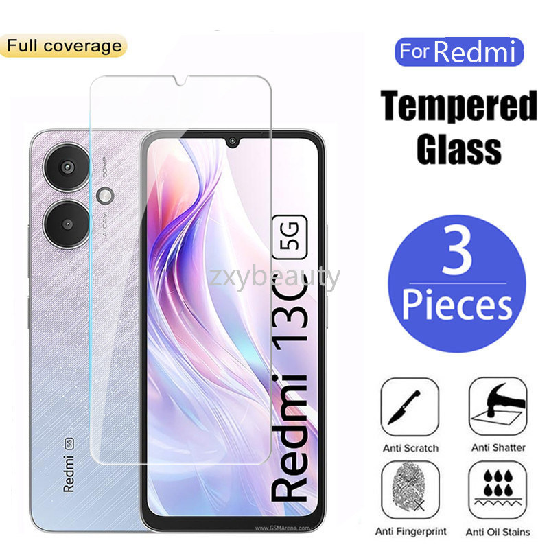Redmi 13C 5G 4G 2024 ป้องกันหน้าจอคลุมทั้งหมดกระจกนิรภัยโปร่งใสสําหรับ Redmi13C Anti-Scratch กระจกใสฟิล์มป้องกัน