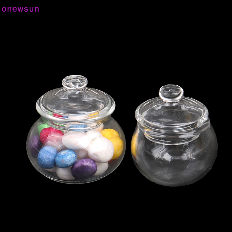 Onew 1 กล ่ อง 12 Dollhouse Mini Glass Jar Candy Bottle Storage Tiny Vial Kitchen Decor sun