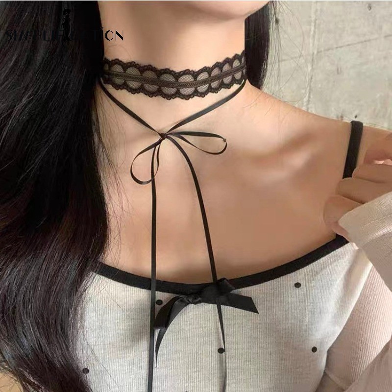 1ชิ้นวินเทจลูกไม้คู่สายสร้อยคอ-สําหรับผู้หญิงสาวหวานรักจี้ปรับเค้นคอ-น่ารักลูกไม้กระดูกไหปลาร้าเค้นคอเครื่องประดับ