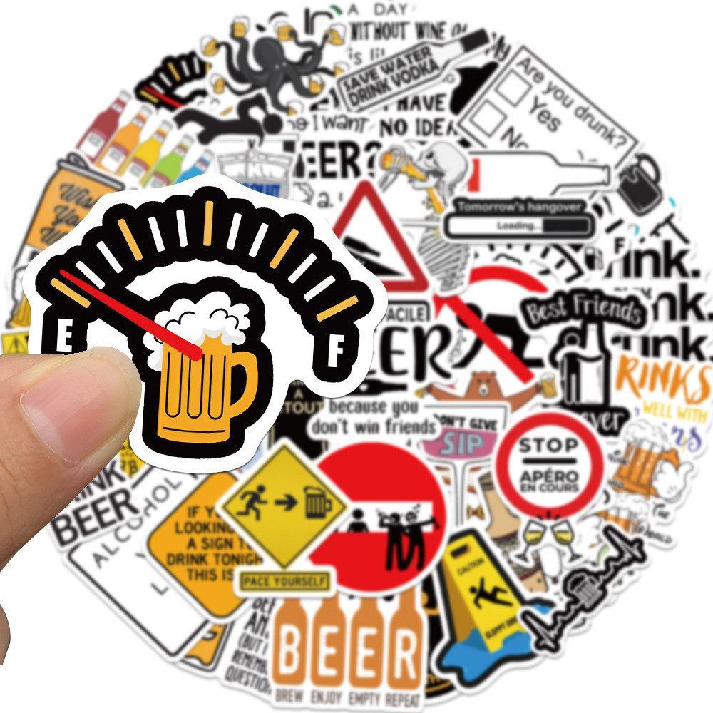 พร้อมส่ง Beer Alcoholism เบียร์ เหล้า เบียร์ ไวน์ sticker สติกเกอร์กันน้ำรูปแบบที่แตกต่างกัน 50ชิ้น