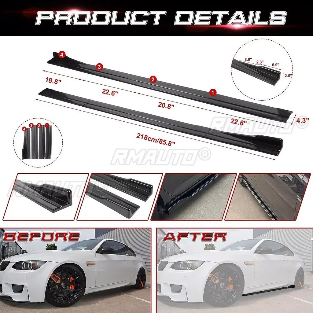 คุณภาพสูง 8pcs 2.2 M รถด้านข้างกระโปรง Extension Splitter Winglet ด้านข้าง Wing กันชน Lip สําหรับ BMW G30 G31 M กีฬา 2017-2019 ราคา ถูกที่สุด ดีลบีเคเค แกลเลอรีภาพที่ 3