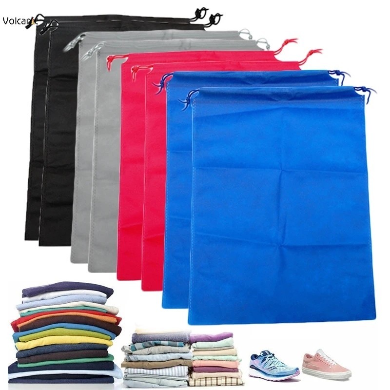 6 สีไม่ทอถุงเก็บนํามาใช้ใหม่ เชือกรูด การจัดเก็บสิริออแกไนเซอร์เสื้อผ้ารองเท้าถุงเก็บอุปกรณ์เดินทางแบบพกพา