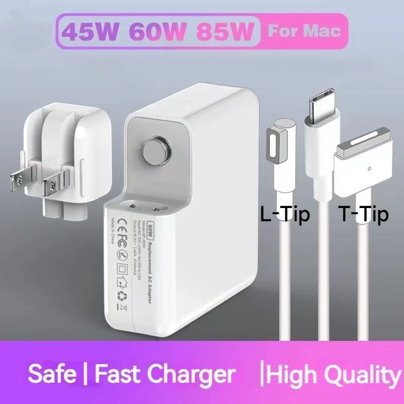 85w 60W 45W Power Adapter US EU ปลั๊กชาร์จแม่เหล็กพร้อมสายเคเบิล LT Tip สําหรับ A1466 A1278 A1369 A1502 A1286 A1398 Fast Charger ใช้งานร่วมกับสําหรับแล็ปท็อป