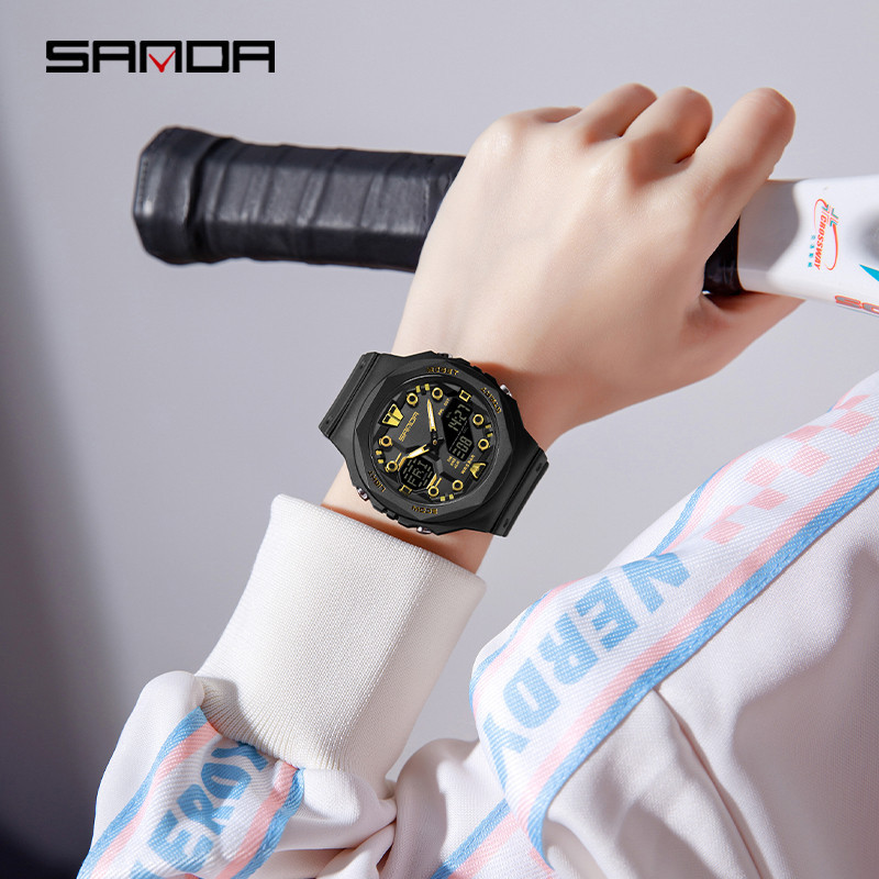 Sanda หน ้ าปัดขนาดใหญ ่ มัลติฟังก ์ ชั ่ นอินเทรนด ์ Urban กีฬากันน ้ ํากลางแจ ้ งนาฬิกาผู ้ ชาย SD6200