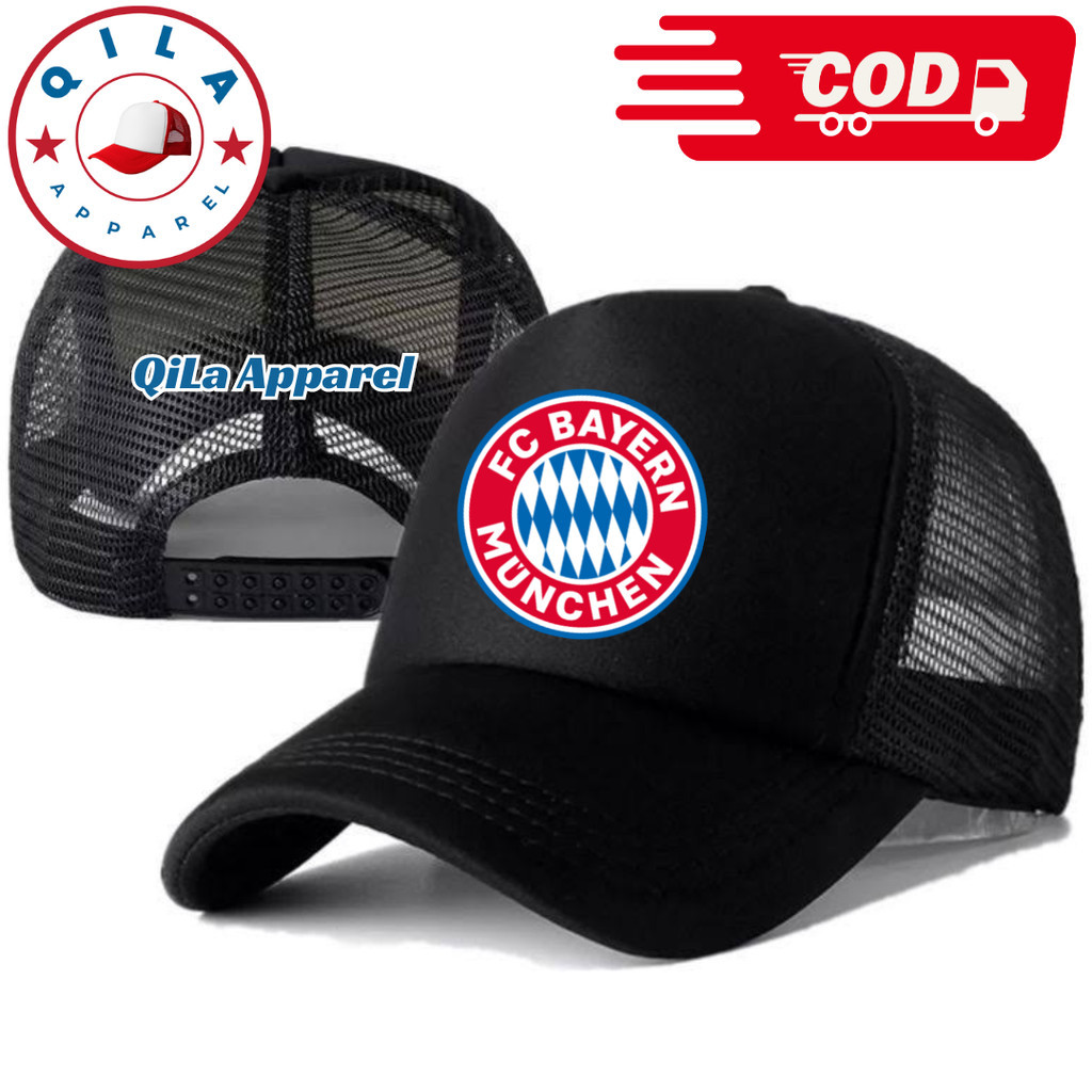 ใหม่!! เครื่องแต่งกาย BAYERN MUNCHEN หมวก Trucker - โลโก้หมวก BAYERN MUNCHEN Distro - หมวกพรีเมี่ยม 