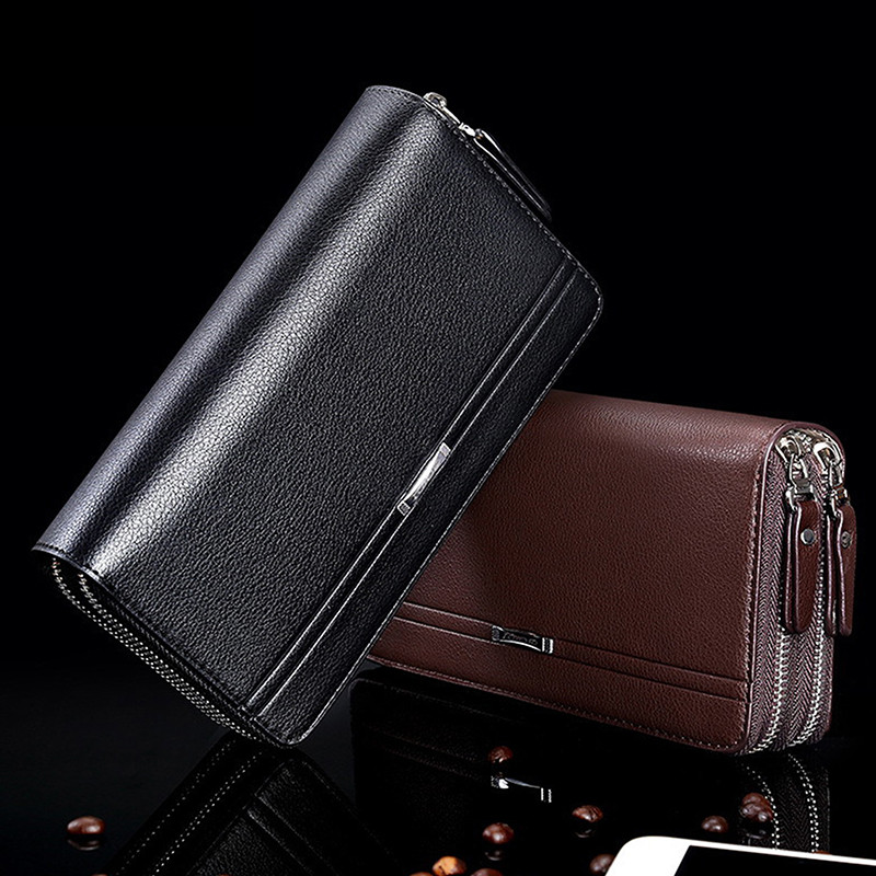 Ods Multi Slot กระเป๋าถือผู้ชาย Mens กระเป๋าสตางค์กระเป๋ายาวหนังซิปคู่ขนาดใหญ่ความจุกระเป๋าถือธุรกิจของขวัญสําหรับชาย OD