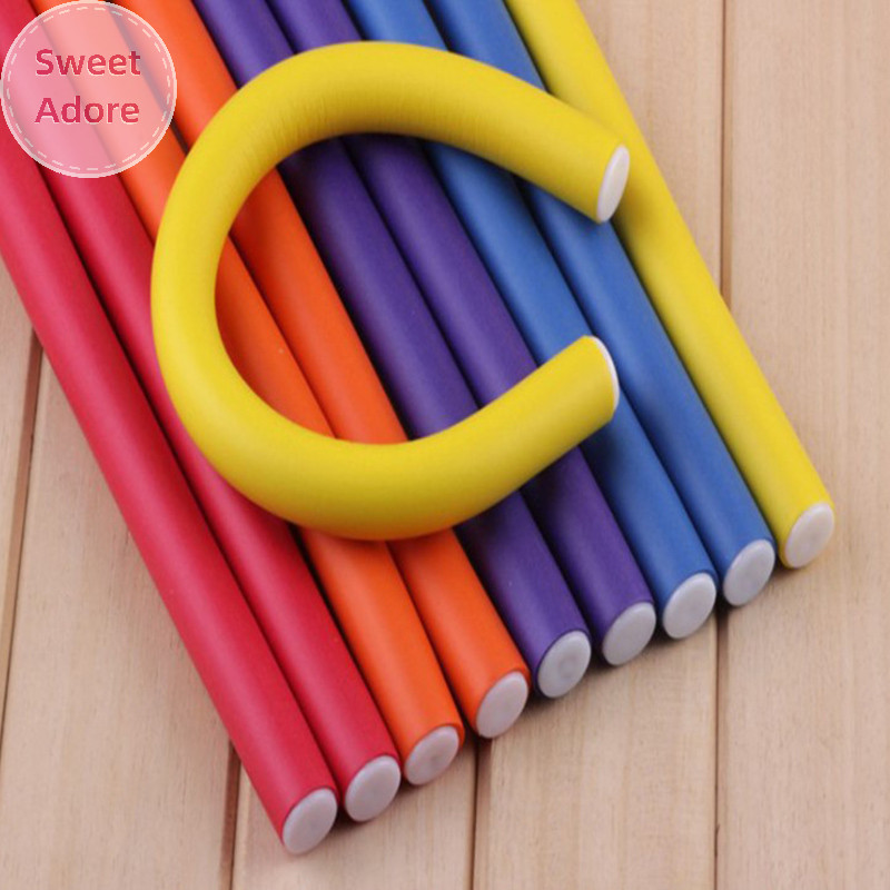 Sweetadore 10 ชิ ้ นผมดัดผมแบบยืดหยุ ่ น Rod ผม Curler Makers โฟมนุ ่ ม Bendy Twist Curls TH